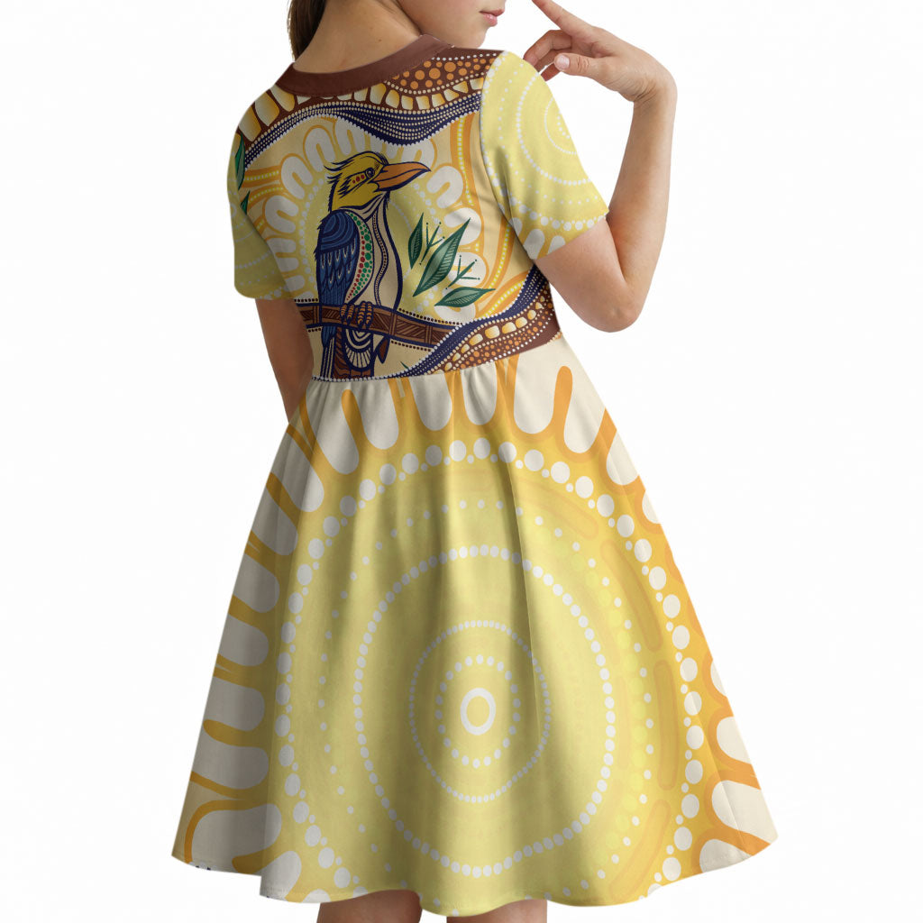 Kookaburra Australia Indigenous Art Kid Short Sleeve Dress