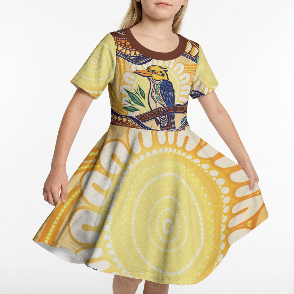 Kookaburra Australia Indigenous Art Kid Short Sleeve Dress