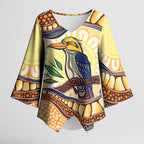 Kookaburra Australia Indigenous Art Kimono Sleeve Blouse