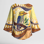 Kookaburra Australia Indigenous Art Kimono Sleeve Blouse