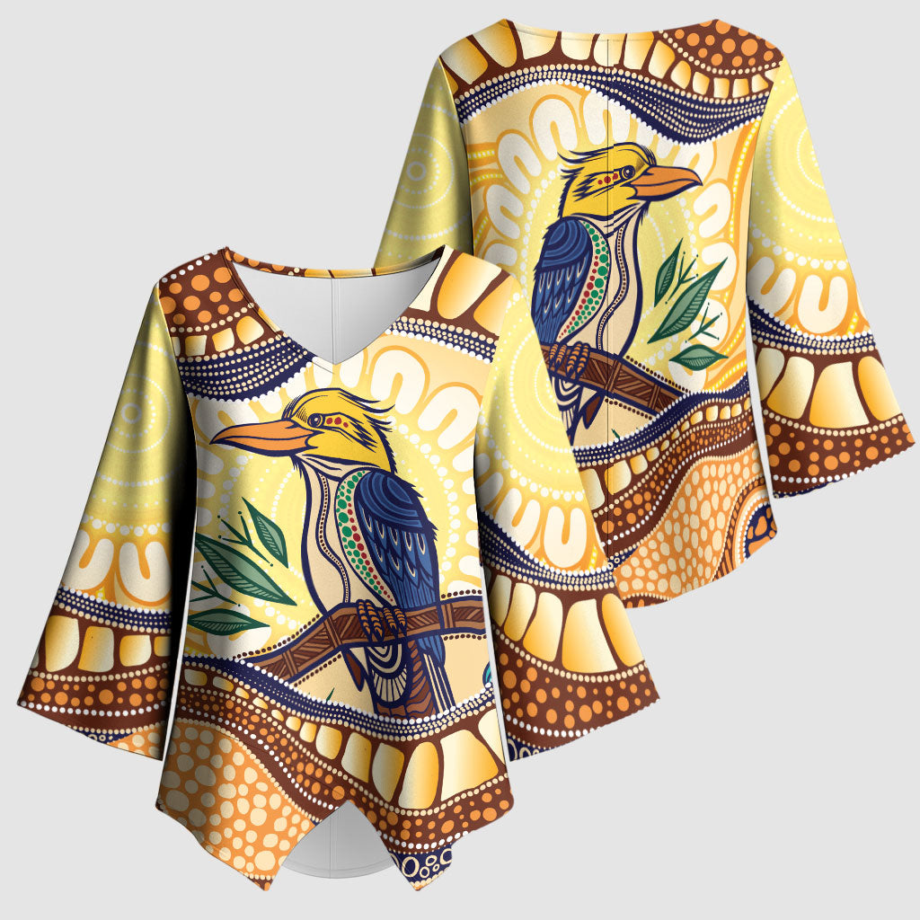 Kookaburra Australia Indigenous Art Kimono Sleeve Blouse