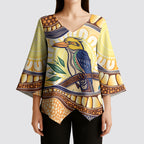 Kookaburra Australia Indigenous Art Kimono Sleeve Blouse