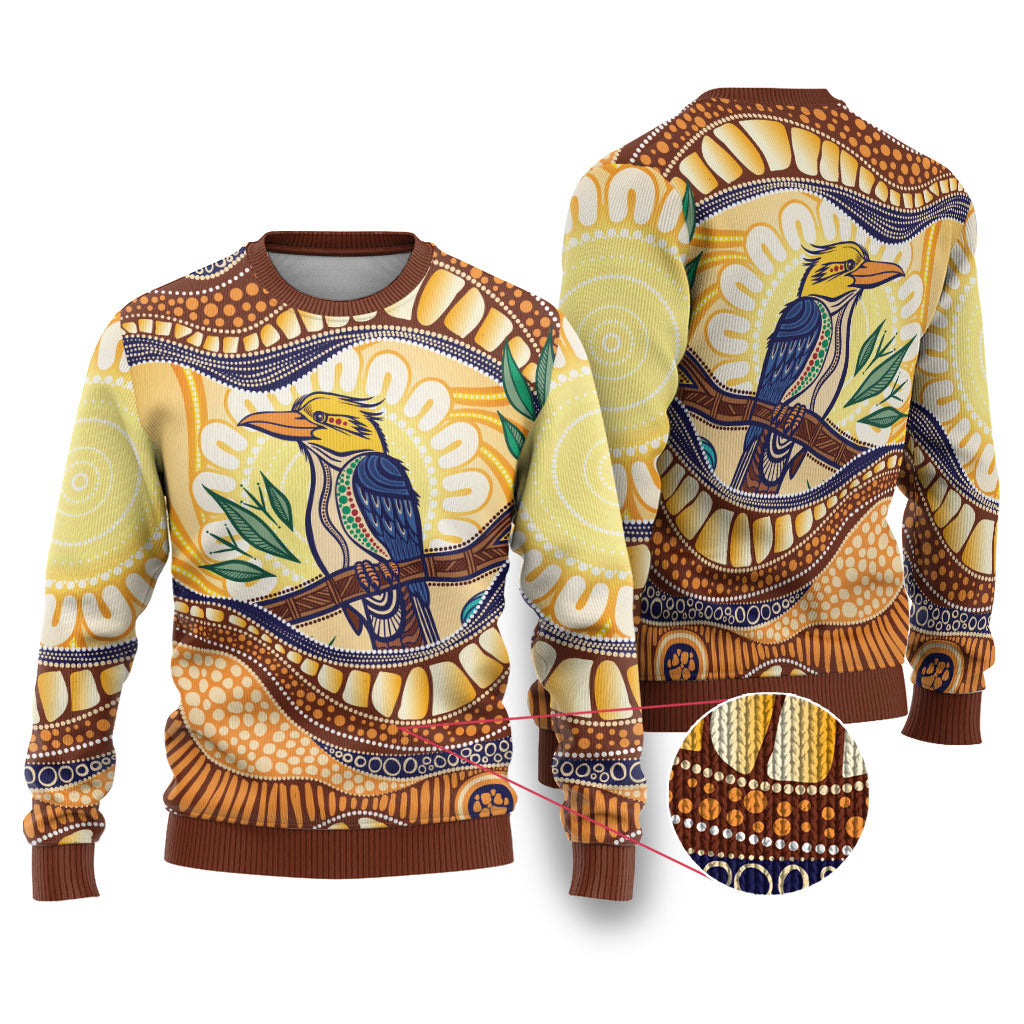 Kookaburra Australia Indigenous Art Ugly Christmas Sweater