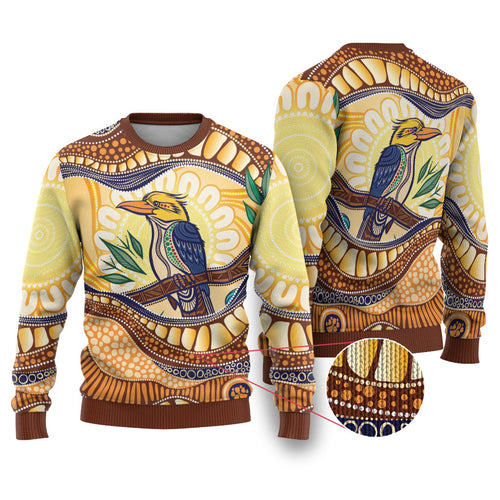 Kookaburra Australia Indigenous Art Ugly Christmas Sweater