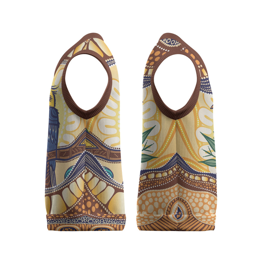 Kookaburra Australia Indigenous Art Christmas Knitted V-Neck Vest