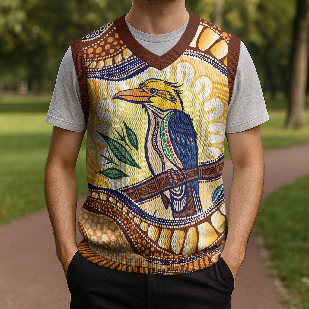 Kookaburra Australia Indigenous Art Christmas Knitted V-Neck Vest