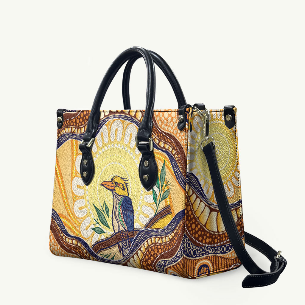 Kookaburra Australia Indigenous Art Leather Bag