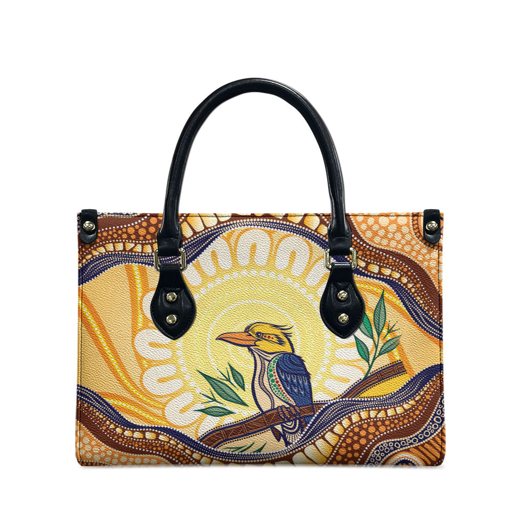 Kookaburra Australia Indigenous Art Leather Bag