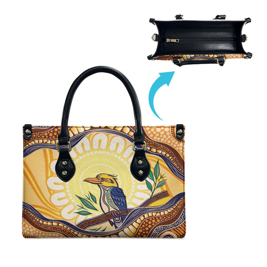 Kookaburra Australia Indigenous Art Leather Bag