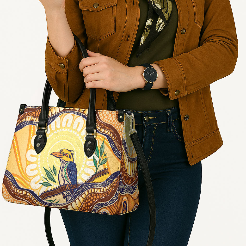 Kookaburra Australia Indigenous Art Leather Bag