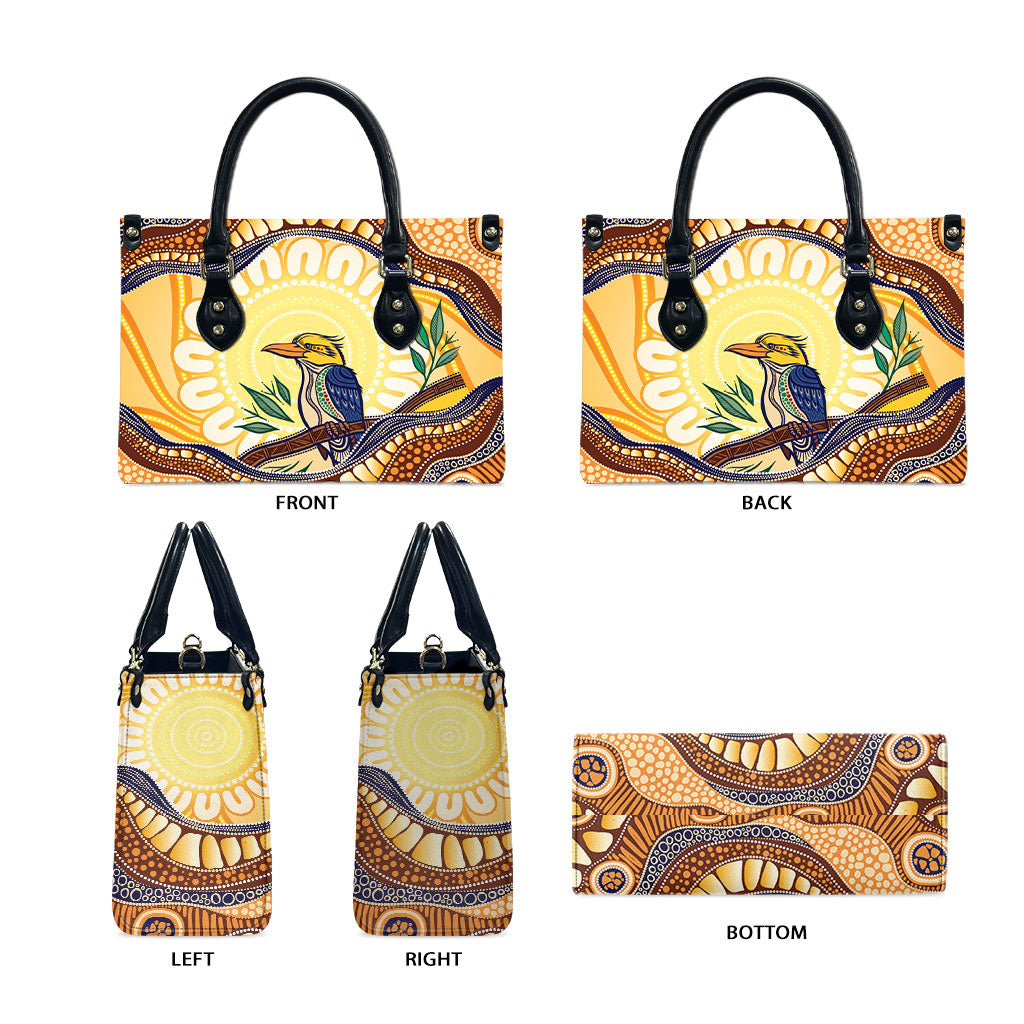 Kookaburra Australia Indigenous Art Leather Bag