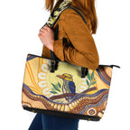 Kookaburra Australia Indigenous Art Leather Tote Bag