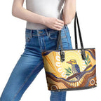 Kookaburra Australia Indigenous Art Leather Tote Bag