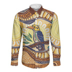 Kookaburra Australia Indigenous Art Long Sleeve Button Shirt