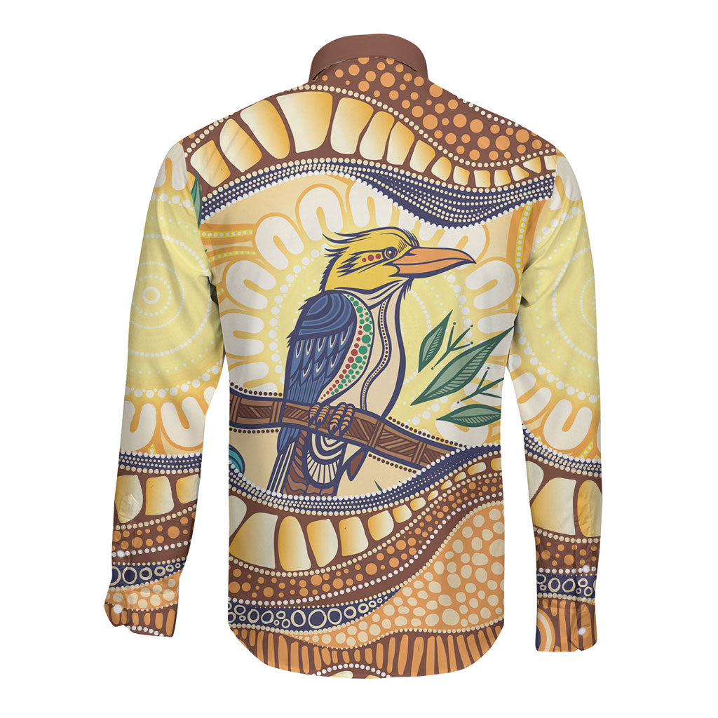 Kookaburra Australia Indigenous Art Long Sleeve Button Shirt