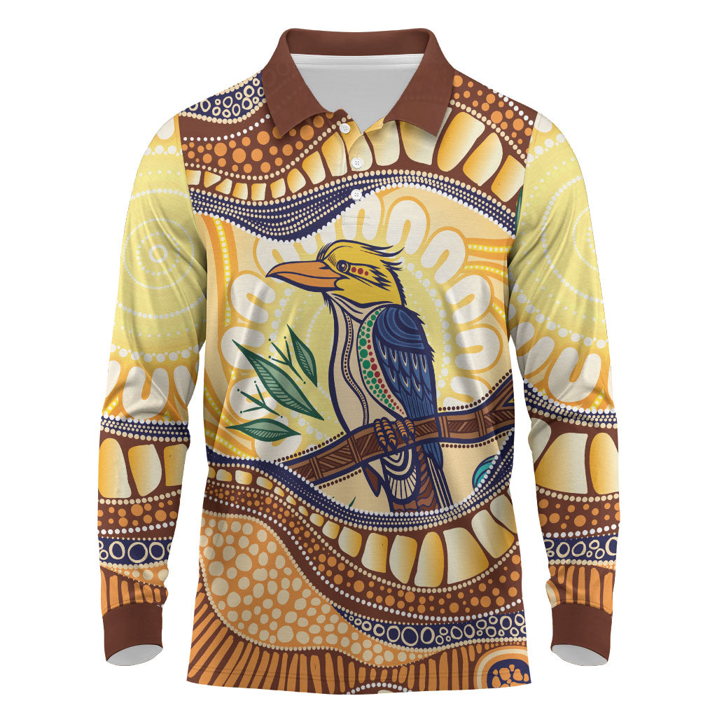 Kookaburra Australia Indigenous Art Long Sleeve Polo Shirt