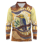 Kookaburra Australia Indigenous Art Long Sleeve Polo Shirt