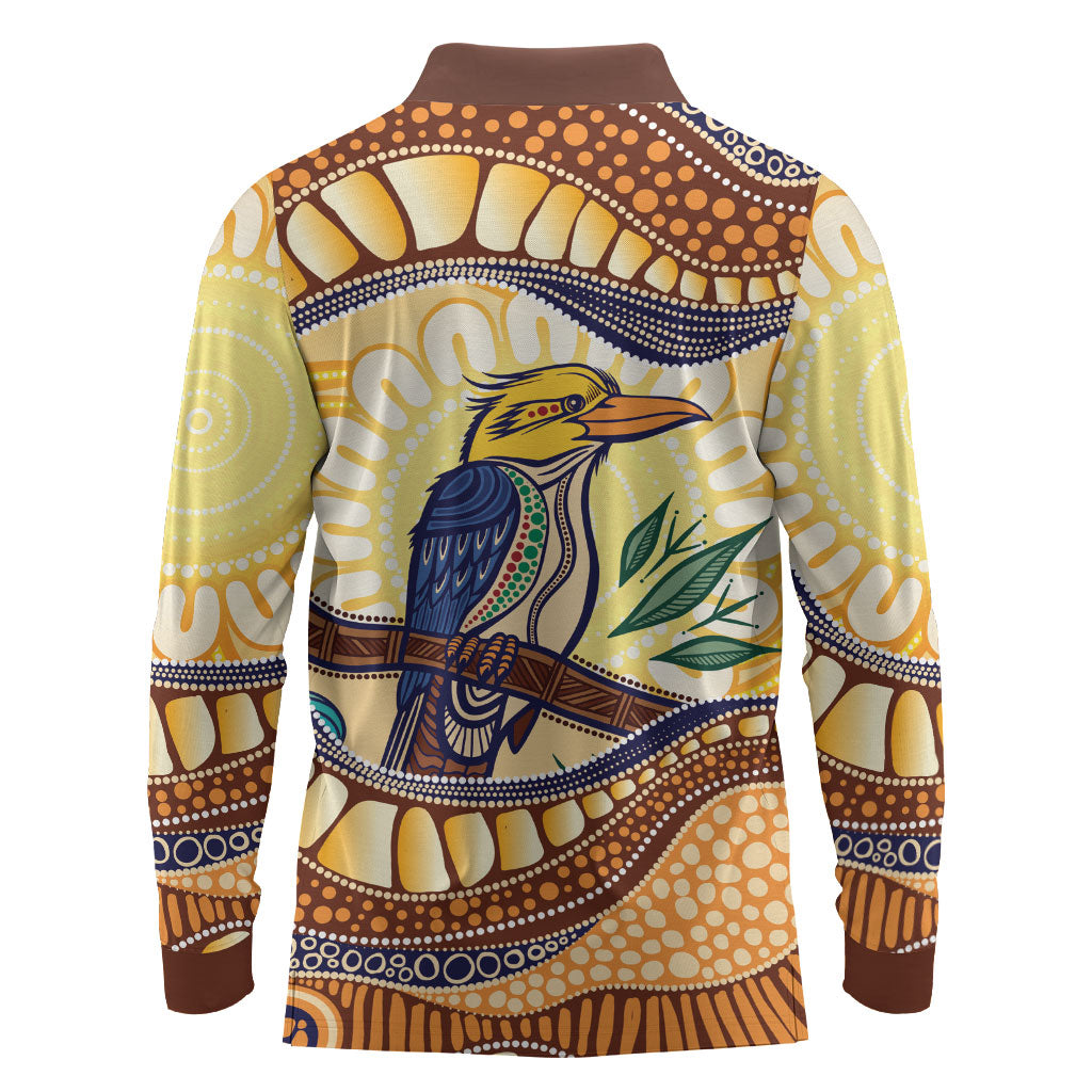 Kookaburra Australia Indigenous Art Long Sleeve Polo Shirt