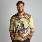 Kookaburra Australia Indigenous Art Long Sleeve Polo Shirt