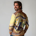 Kookaburra Australia Indigenous Art Long Sleeve Polo Shirt