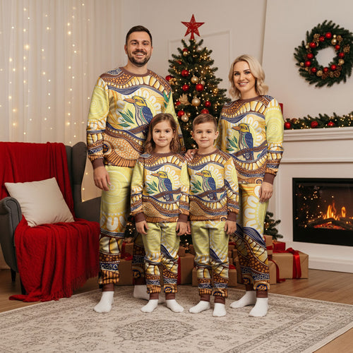 Kookaburra Australia Indigenous Art Christmas Pajama Set