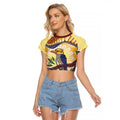 Kookaburra Australia Indigenous Art Raglan Cropped T Shirt