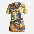 Kookaburra Australia Indigenous Art Scrub Top