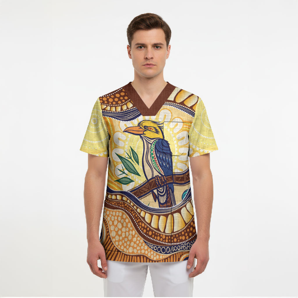 Kookaburra Australia Indigenous Art Scrub Top