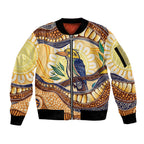 Kookaburra Australia Indigenous Art Sleeve Zip Bomber Jacket