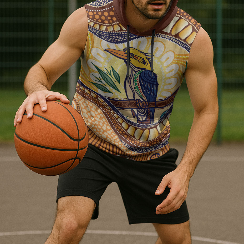 Kookaburra Australia Indigenous Art Sleeveless Hoodie