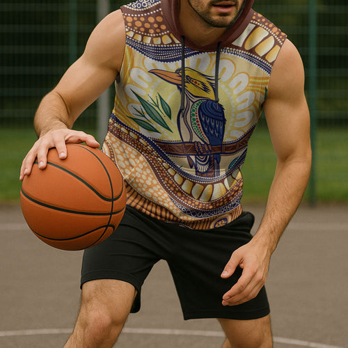 Kookaburra Australia Indigenous Art Sleeveless Hoodie