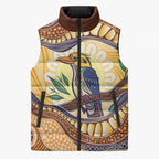 Kookaburra Australia Indigenous Art Sleeveless Puffer Jacket