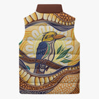 Kookaburra Australia Indigenous Art Sleeveless Puffer Jacket