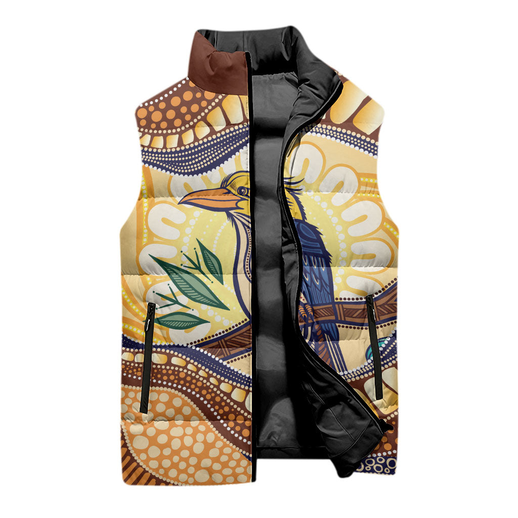 Kookaburra Australia Indigenous Art Sleeveless Puffer Jacket