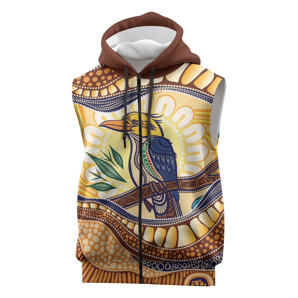 Kookaburra Australia Indigenous Art Sleeveless Zip Hoodie
