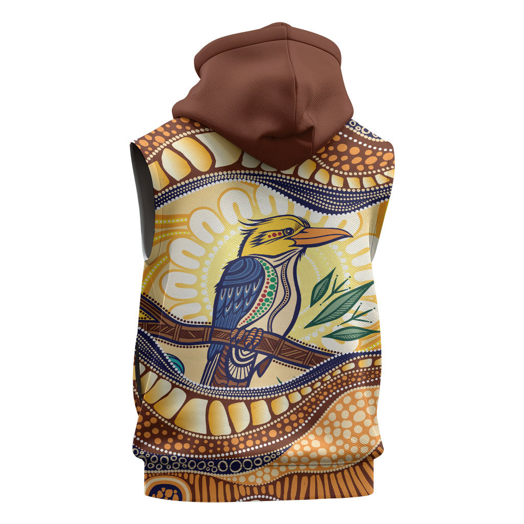 Kookaburra Australia Indigenous Art Sleeveless Zip Hoodie