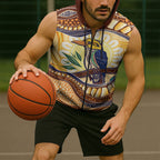 Kookaburra Australia Indigenous Art Sleeveless Zip Hoodie