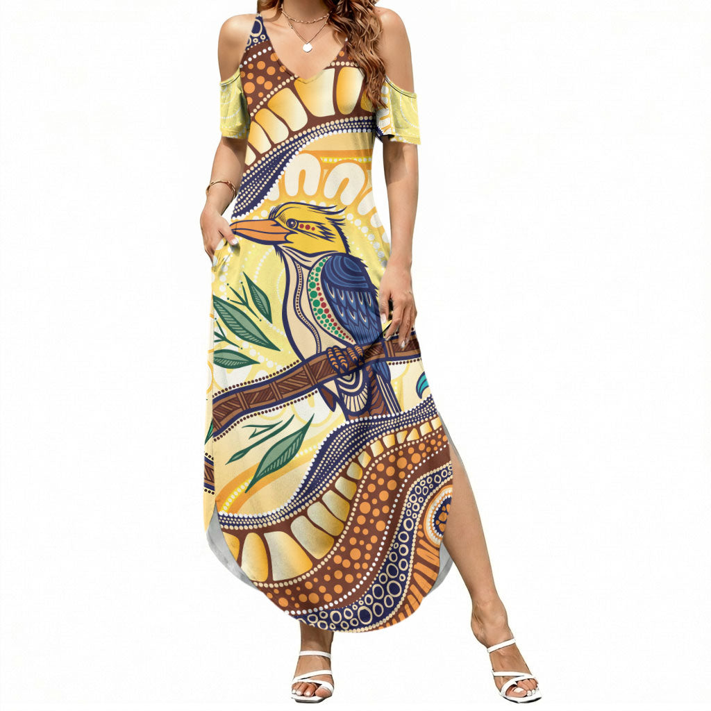 Kookaburra Australia Indigenous Art Summer Maxi Dress