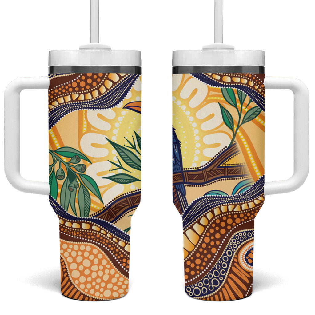 Kookaburra Australia Indigenous Art Tumbler With Handle