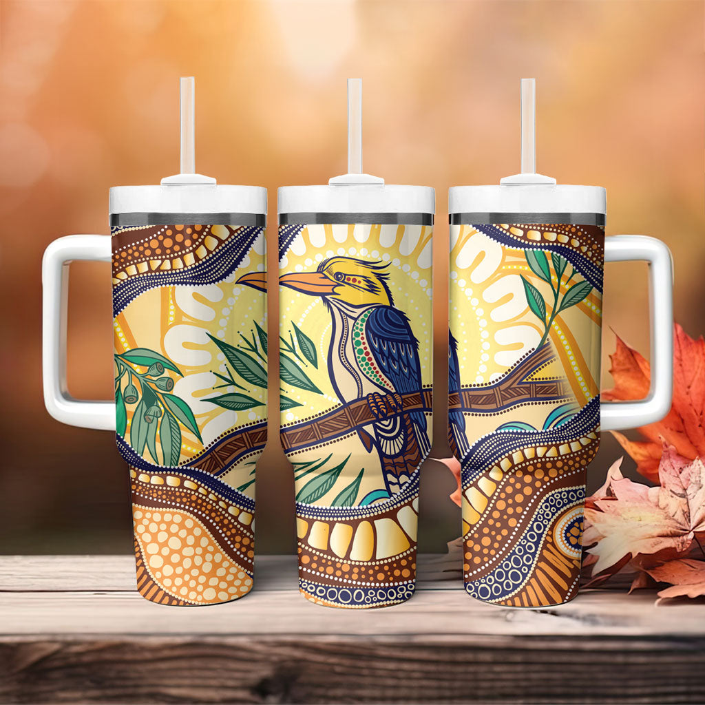 Kookaburra Australia Indigenous Art Tumbler With Handle