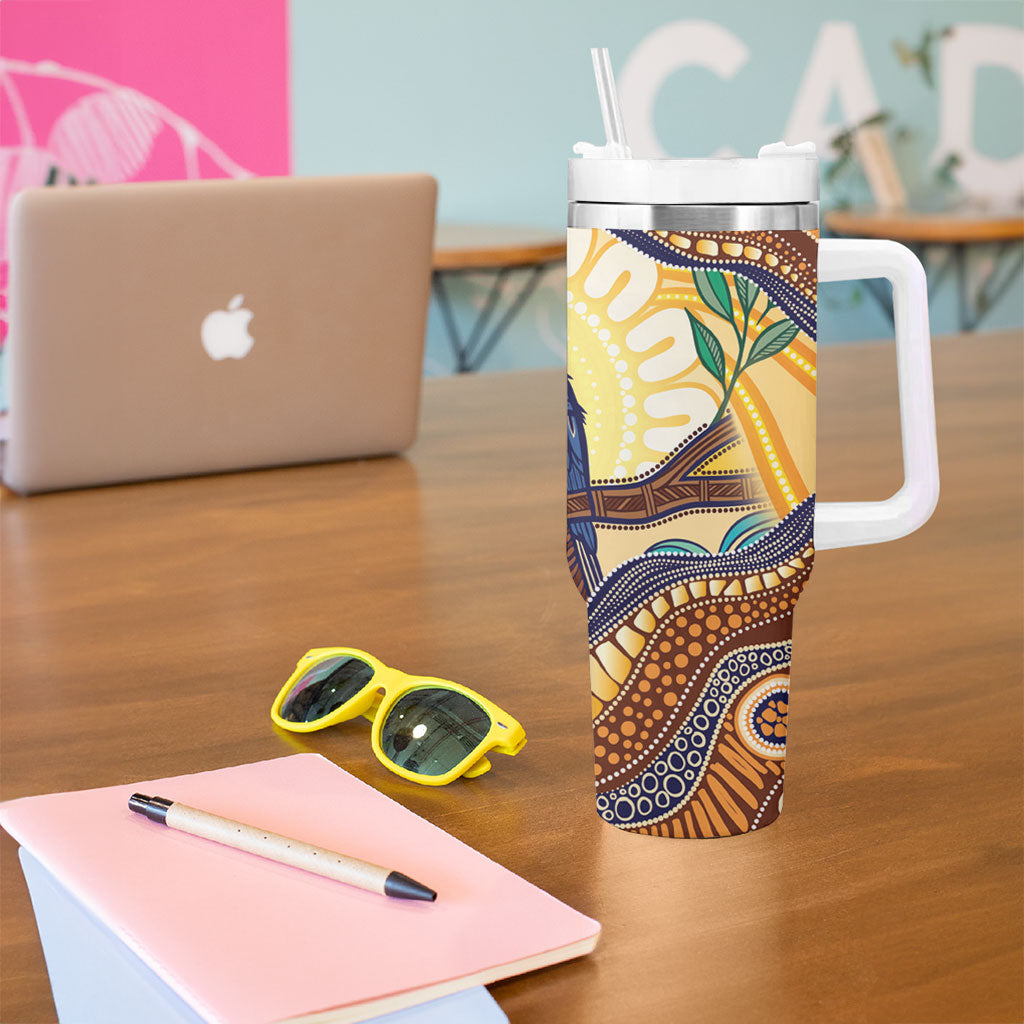 Kookaburra Australia Indigenous Art Tumbler With Handle