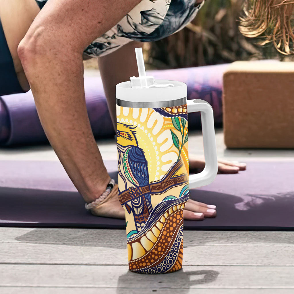 Kookaburra Australia Indigenous Art Tumbler With Handle