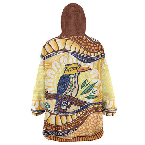 Kookaburra Australia Indigenous Art Wearable Blanket Hoodie