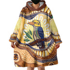 Kookaburra Australia Indigenous Art Wearable Blanket Hoodie