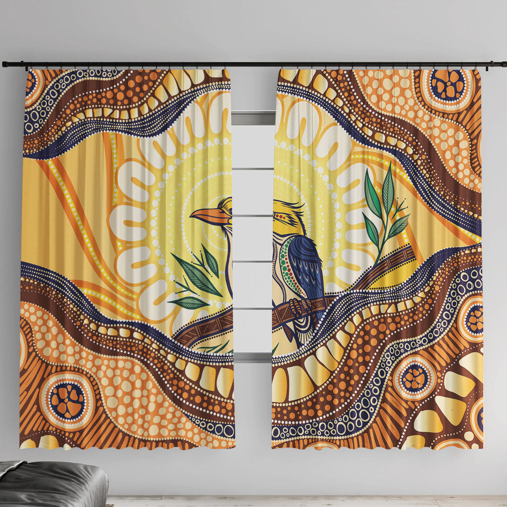 Kookaburra Australia Indigenous Art Window Curtain