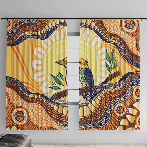 Kookaburra Australia Indigenous Art Window Curtain