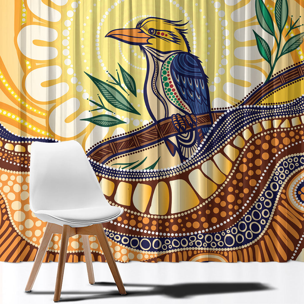 Kookaburra Australia Indigenous Art Window Curtain