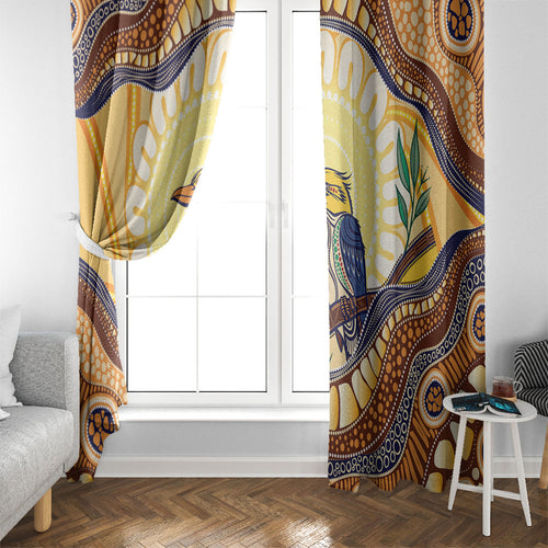 Kookaburra Australia Indigenous Art Window Curtain