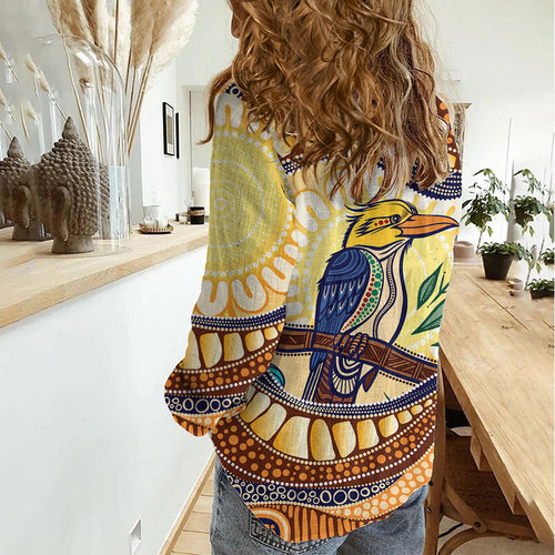 Kookaburra Australia Indigenous Art Women Casual Shirt