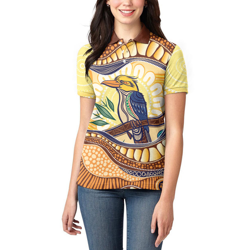Kookaburra Australia Indigenous Art Women Polo Shirt
